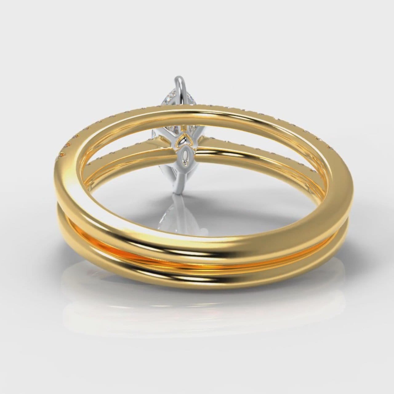 Star Petite Micropavé Marquise Diamond Bridal Set - Yellow Gold