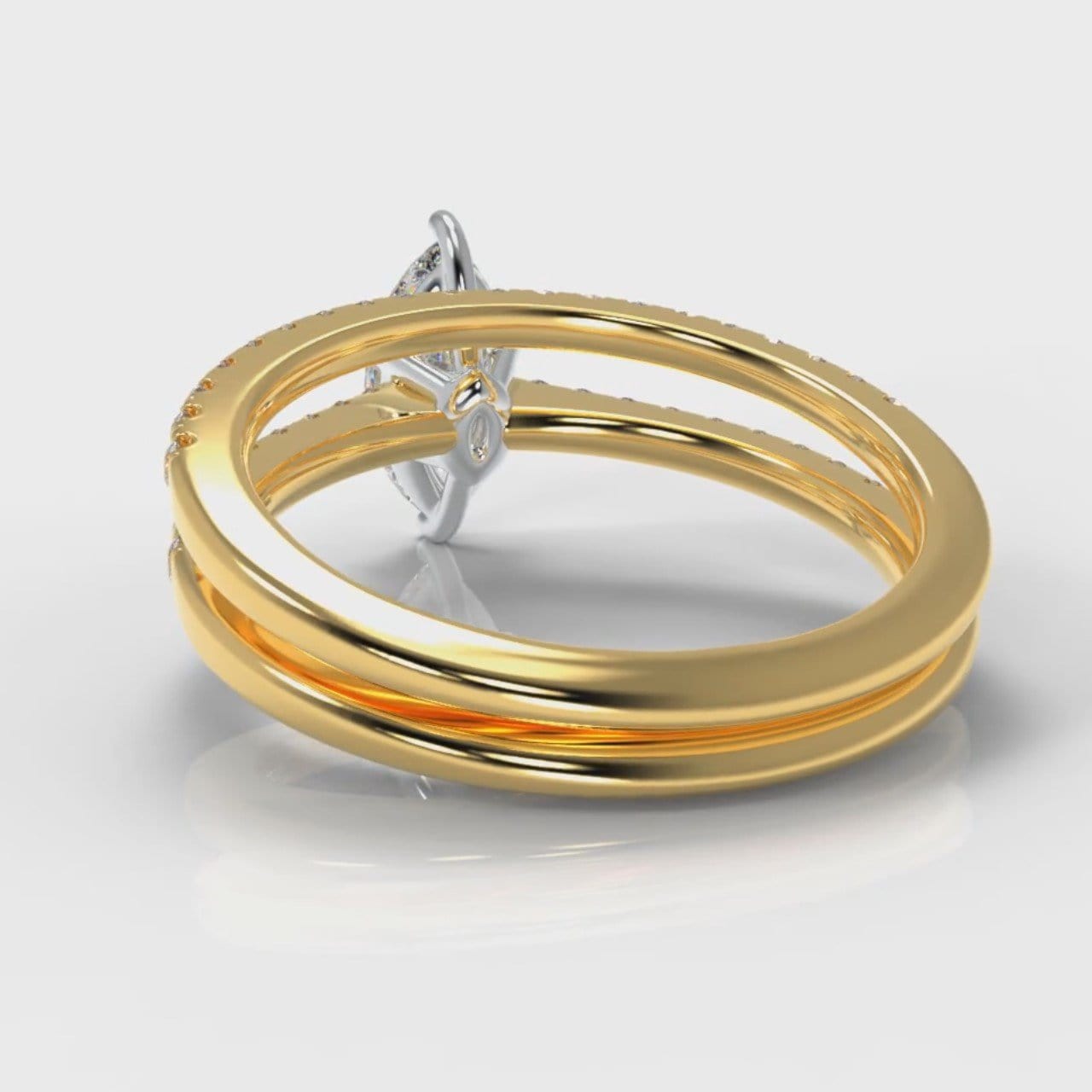 Star Petite Micropavé Marquise Diamond Bridal Set - Yellow Gold