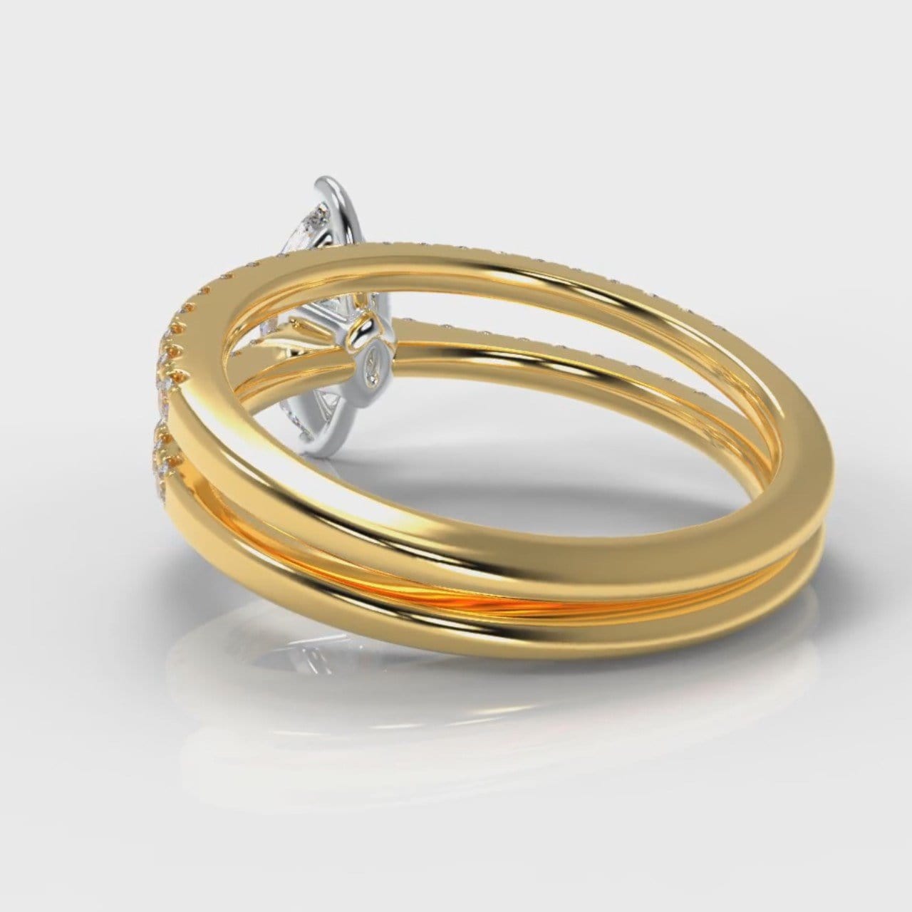 Star Petite Micropavé Marquise Diamond Bridal Set - Yellow Gold