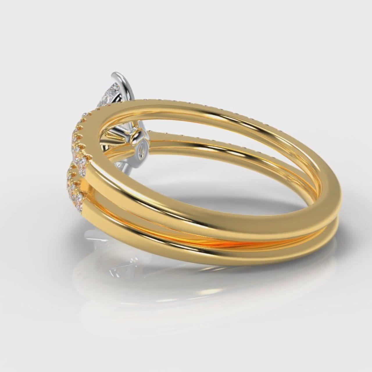 Star Petite Micropavé Marquise Diamond Bridal Set - Yellow Gold