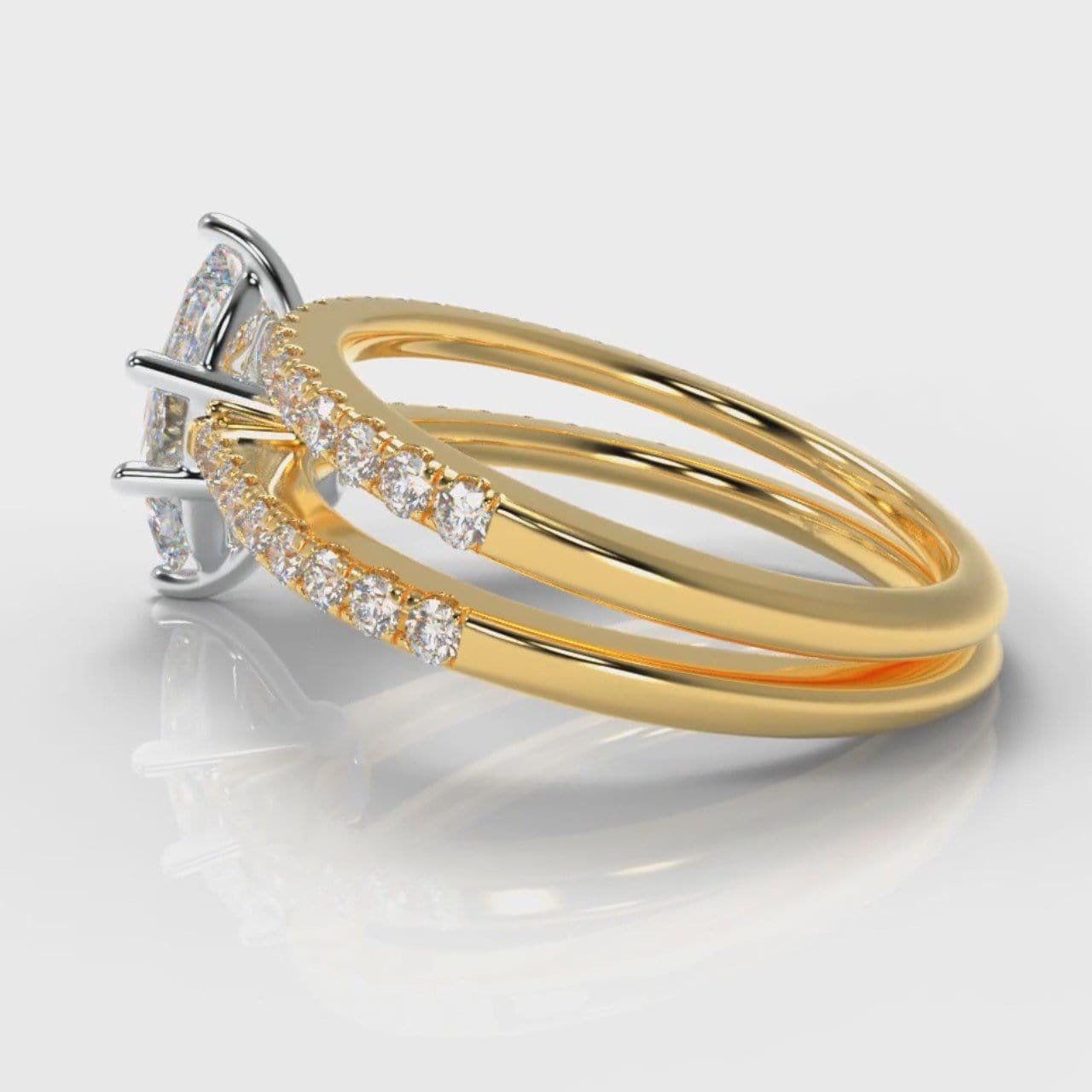 Star Petite Micropavé Marquise Diamond Bridal Set - Yellow Gold