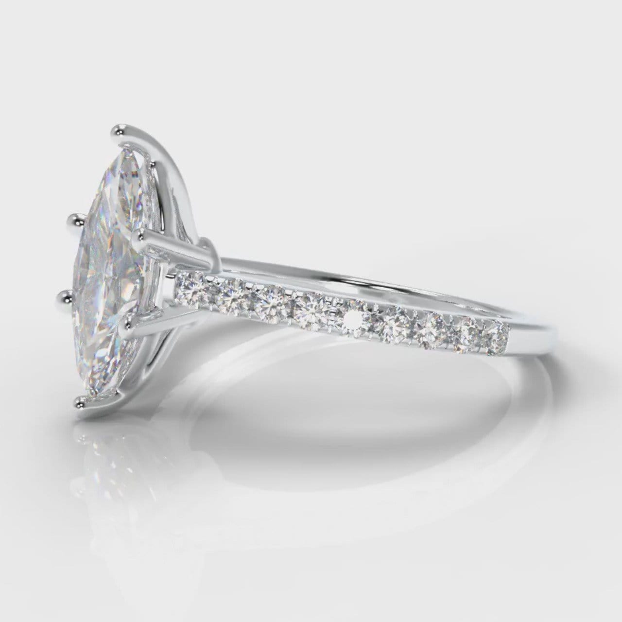 Star Petite Micropavé Marquise Diamond Engagement Ring