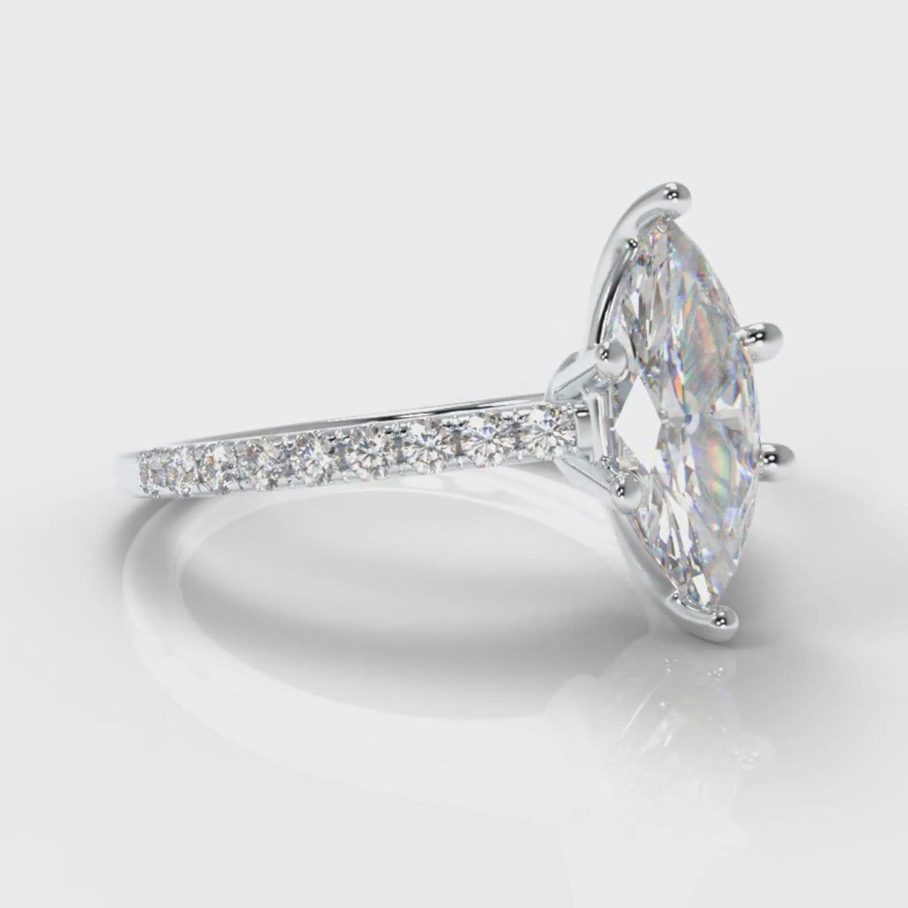 Star Petite Micropavé Marquise Diamond Engagement Ring