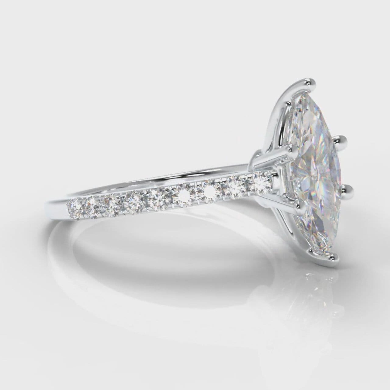 Star Petite Micropavé Marquise Diamond Engagement Ring