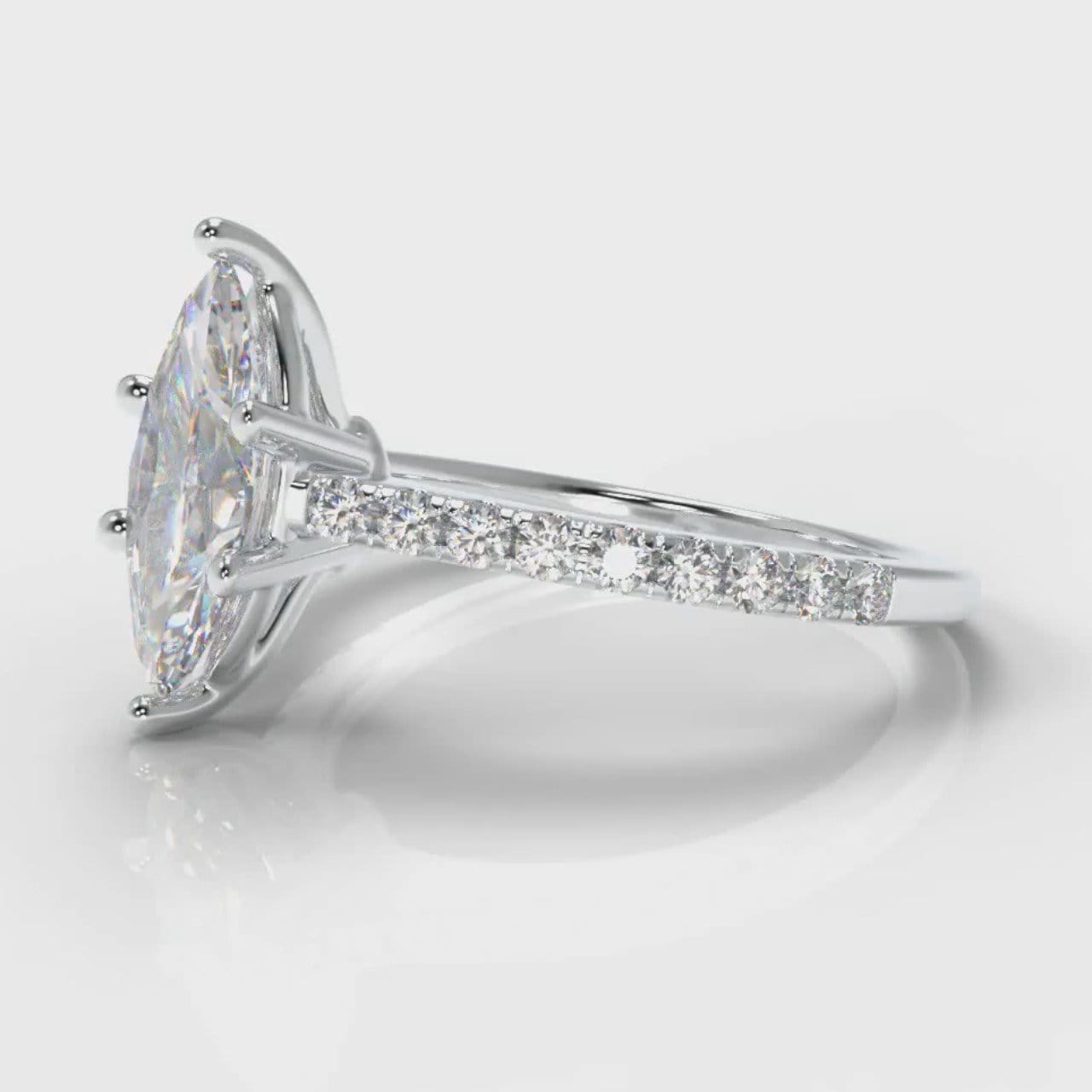 Star Petite Micropavé Marquise Diamond Engagement Ring