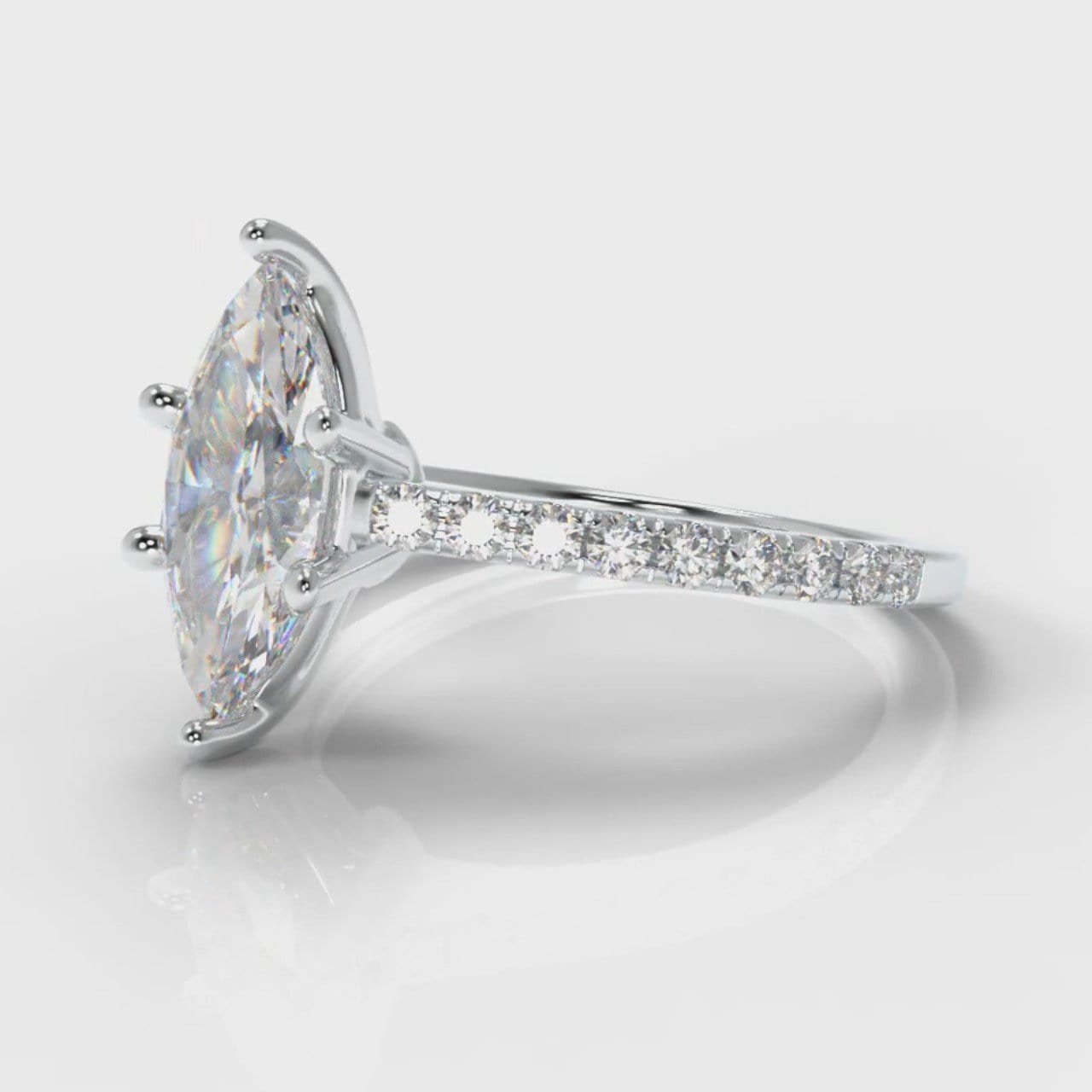 Star Petite Micropavé Marquise Diamond Engagement Ring