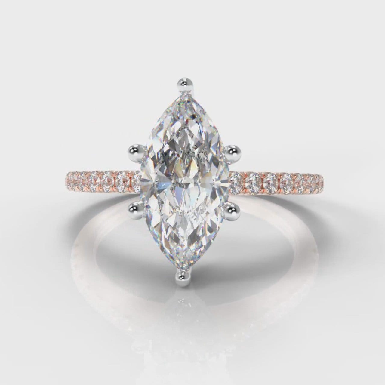 Star Petite Micropavé Marquise Diamond Engagement Ring - Rose Gold