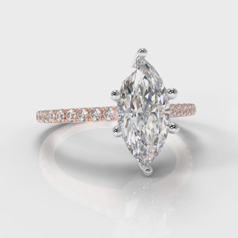 Star Petite Micropavé Marquise Diamond Engagement Ring - Rose Gold