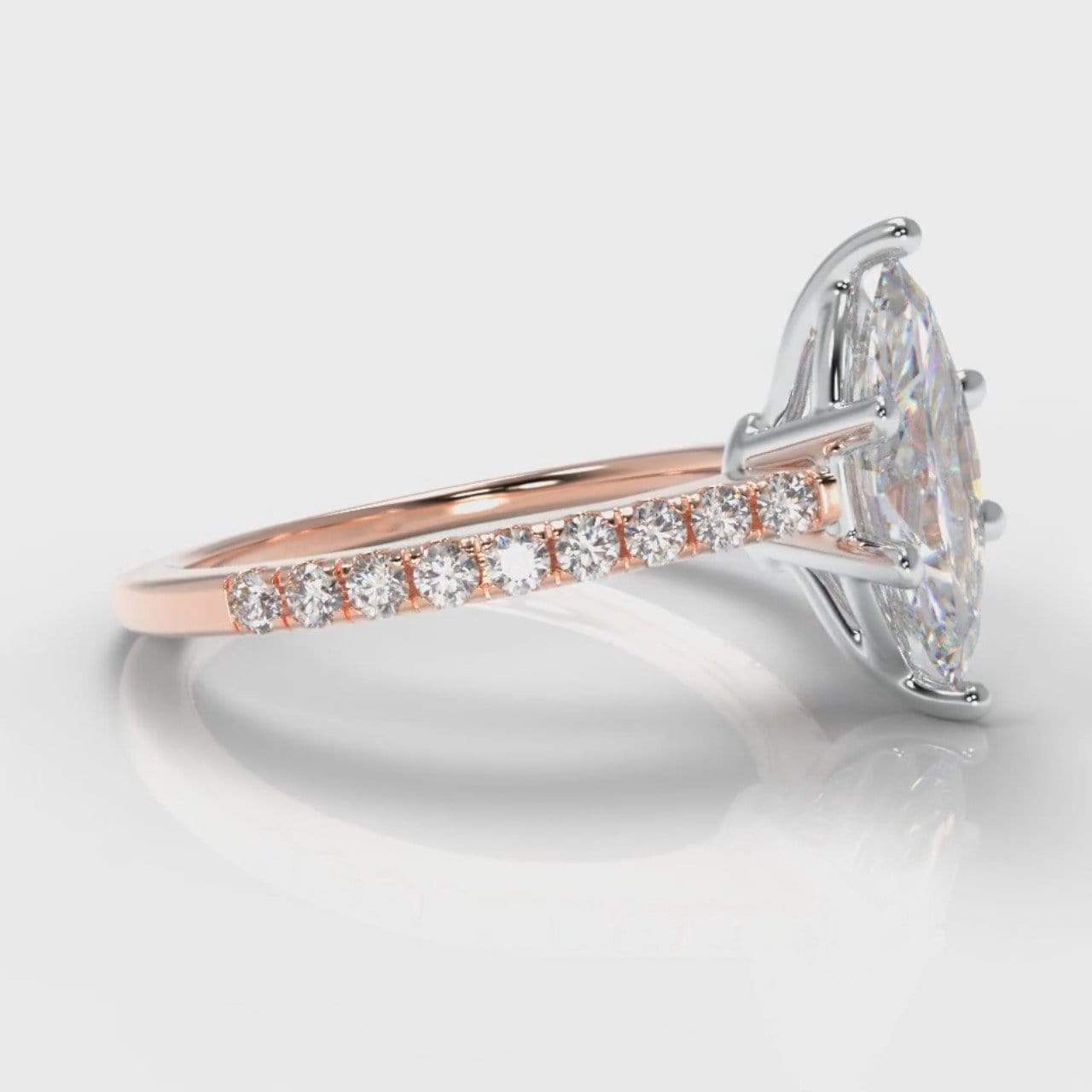Star Petite Micropavé Marquise Diamond Engagement Ring - Rose Gold