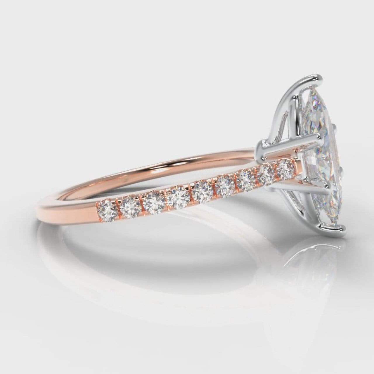 Star Petite Micropavé Marquise Diamond Engagement Ring - Rose Gold