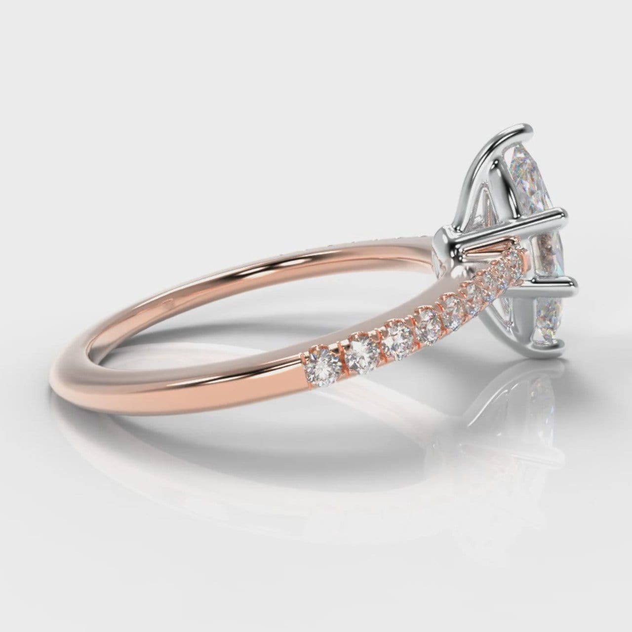 Star Petite Micropavé Marquise Diamond Engagement Ring - Rose Gold