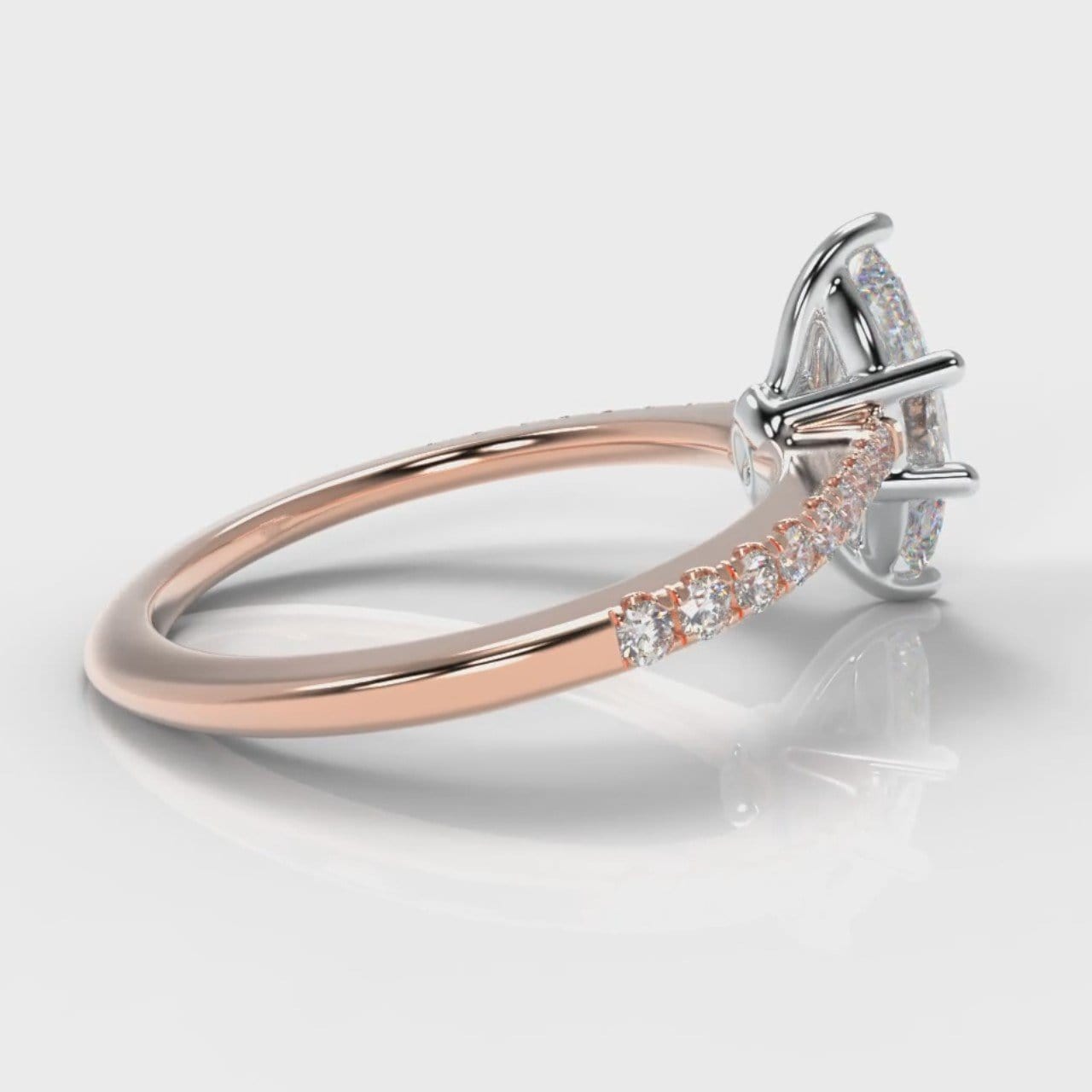 Star Petite Micropavé Marquise Diamond Engagement Ring - Rose Gold