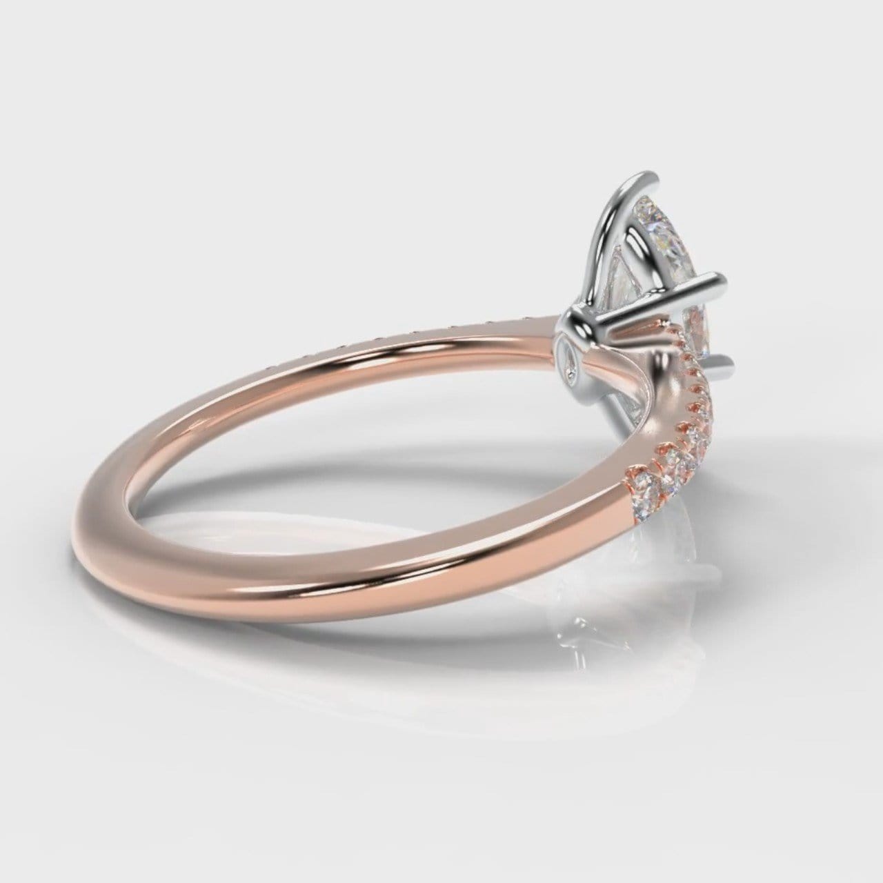 Star Petite Micropavé Marquise Diamond Engagement Ring - Rose Gold