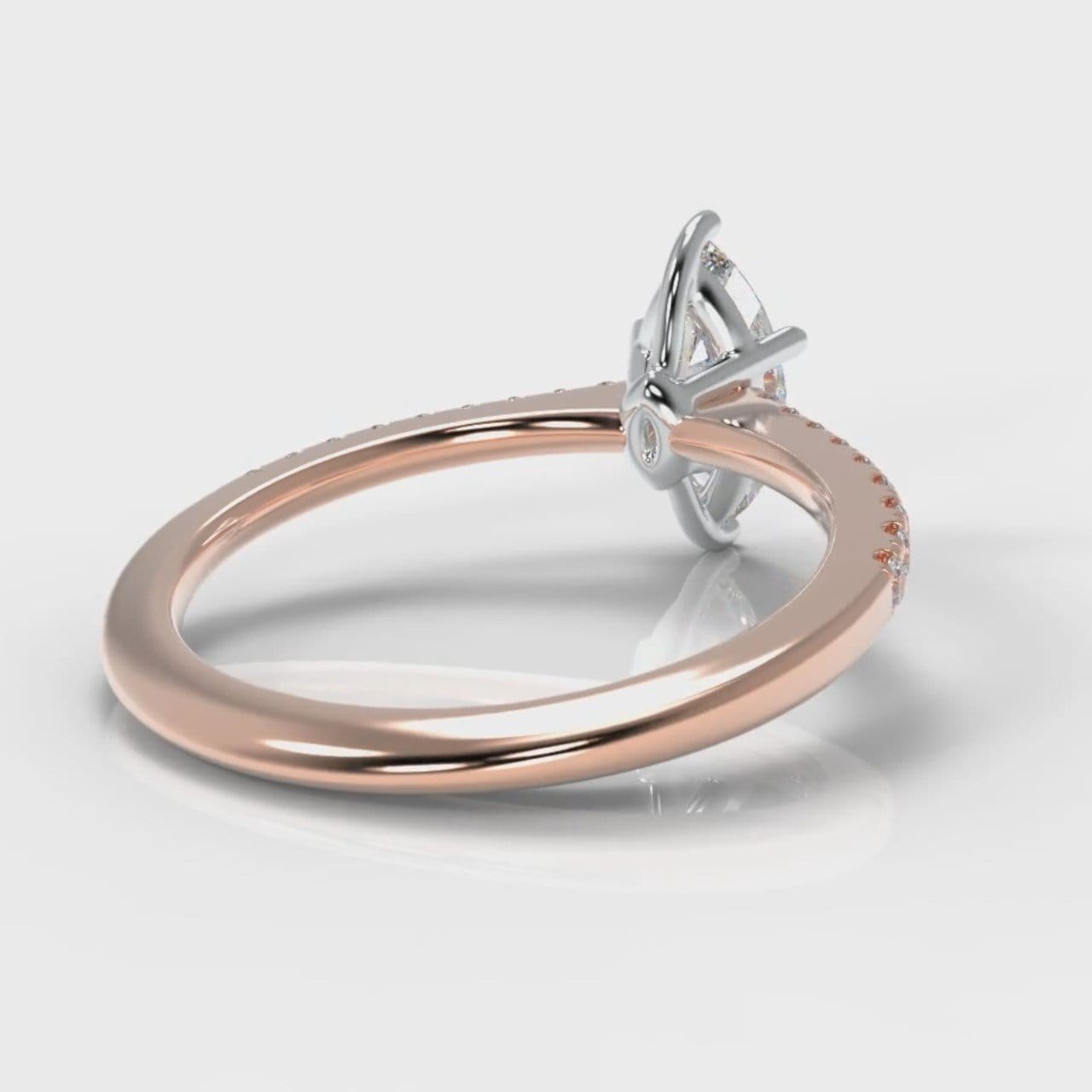 Star Petite Micropavé Marquise Diamond Engagement Ring - Rose Gold