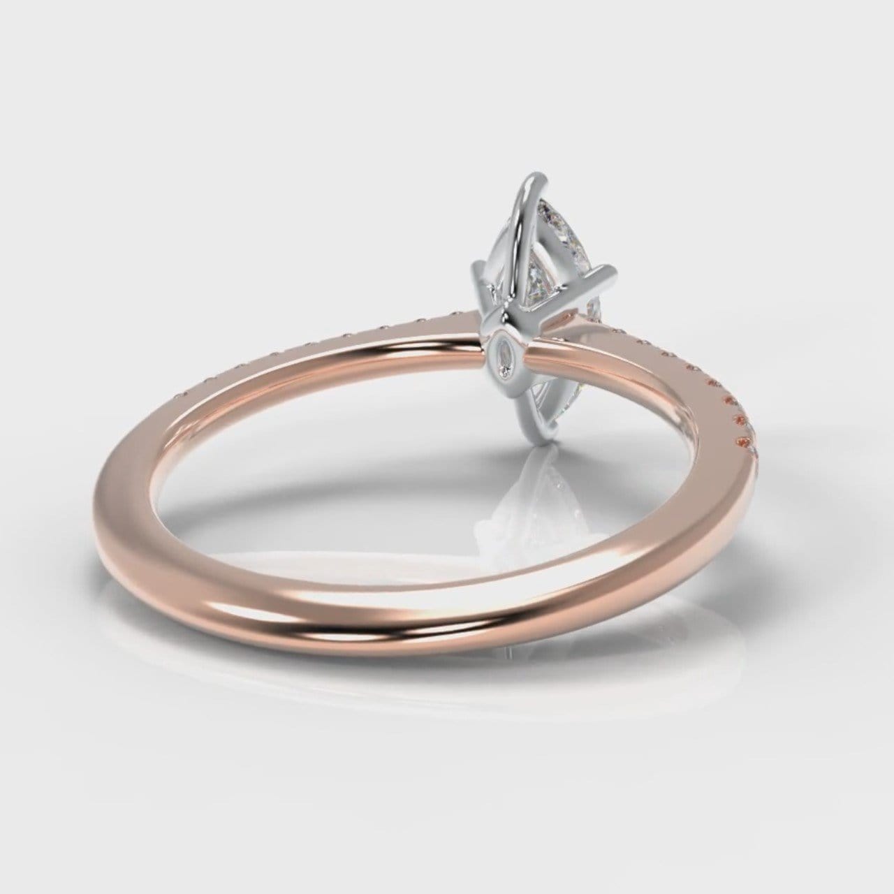 Star Petite Micropavé Marquise Diamond Engagement Ring - Rose Gold