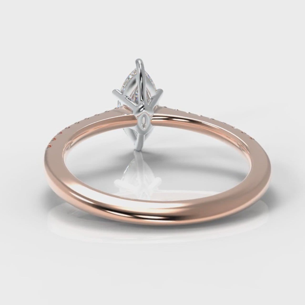 Star Petite Micropavé Marquise Diamond Engagement Ring - Rose Gold