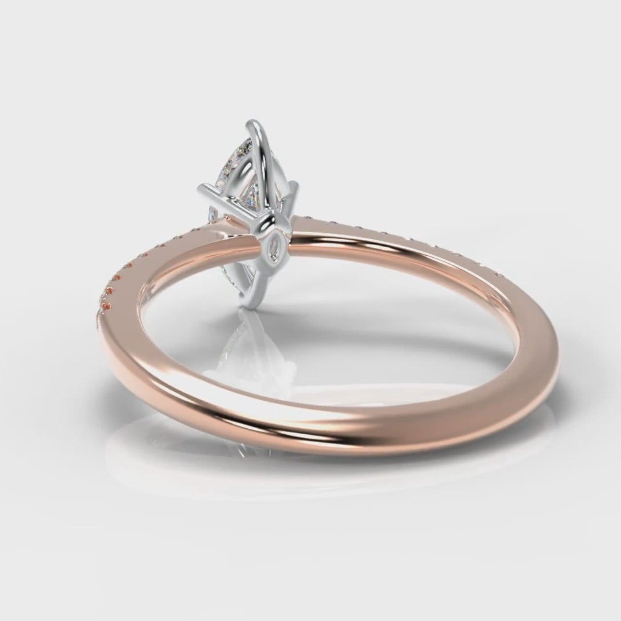 Star Petite Micropavé Marquise Diamond Engagement Ring - Rose Gold