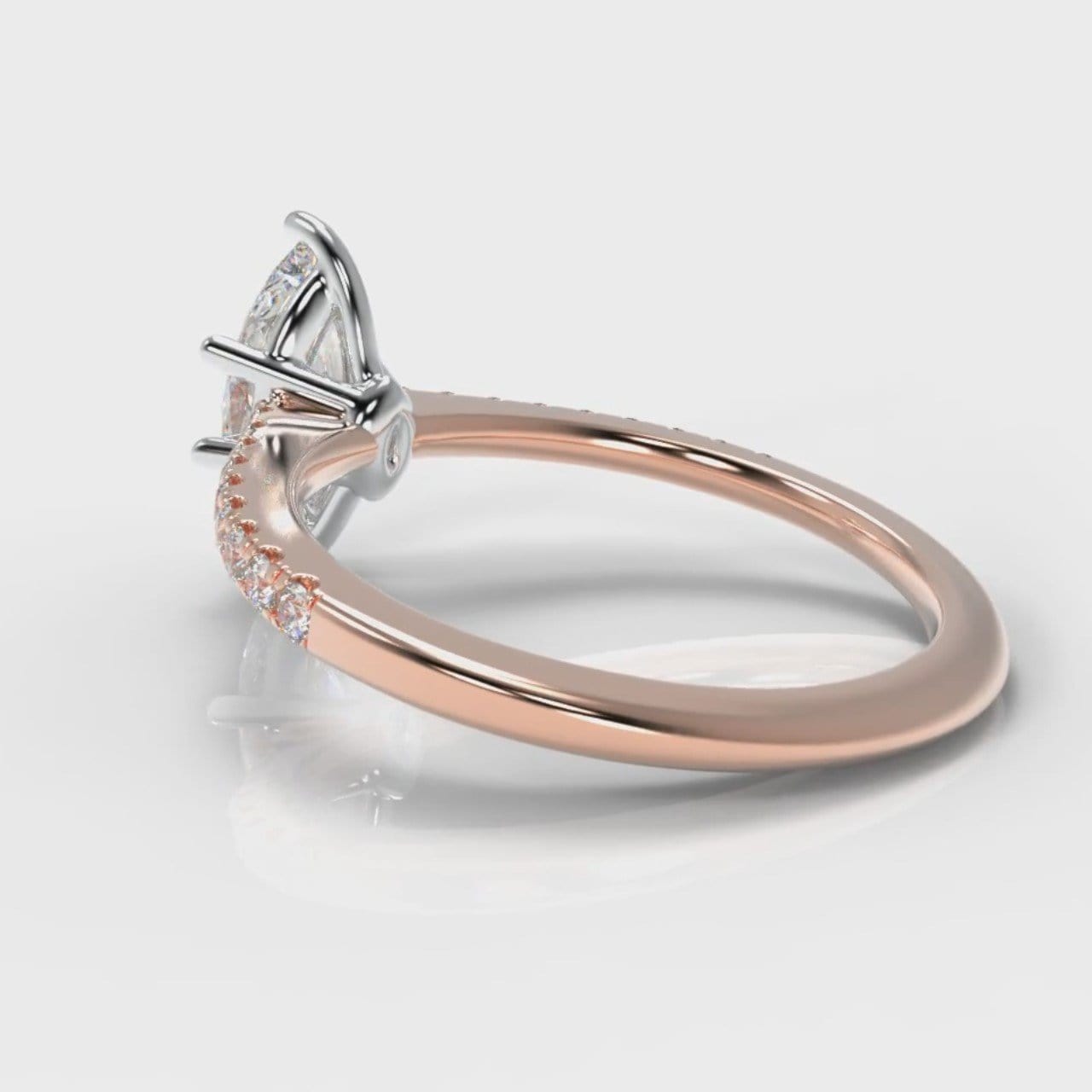 Star Petite Micropavé Marquise Diamond Engagement Ring - Rose Gold