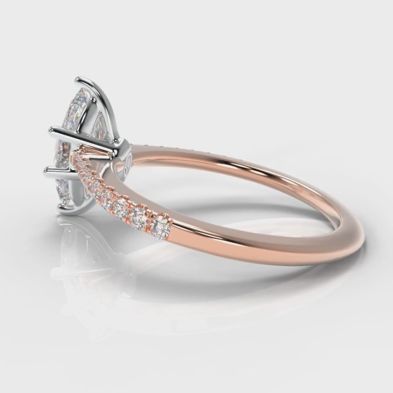 Star Petite Micropavé Marquise Diamond Engagement Ring - Rose Gold