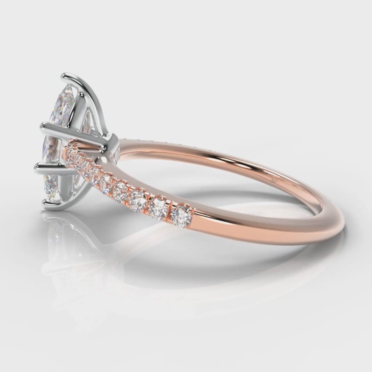 Star Petite Micropavé Marquise Diamond Engagement Ring - Rose Gold