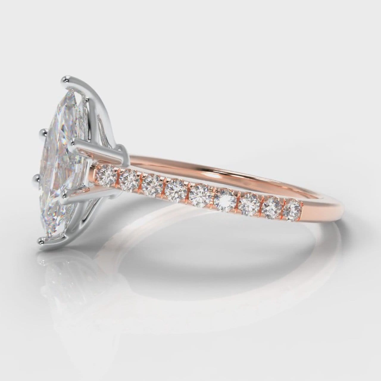 Star Petite Micropavé Marquise Diamond Engagement Ring - Rose Gold