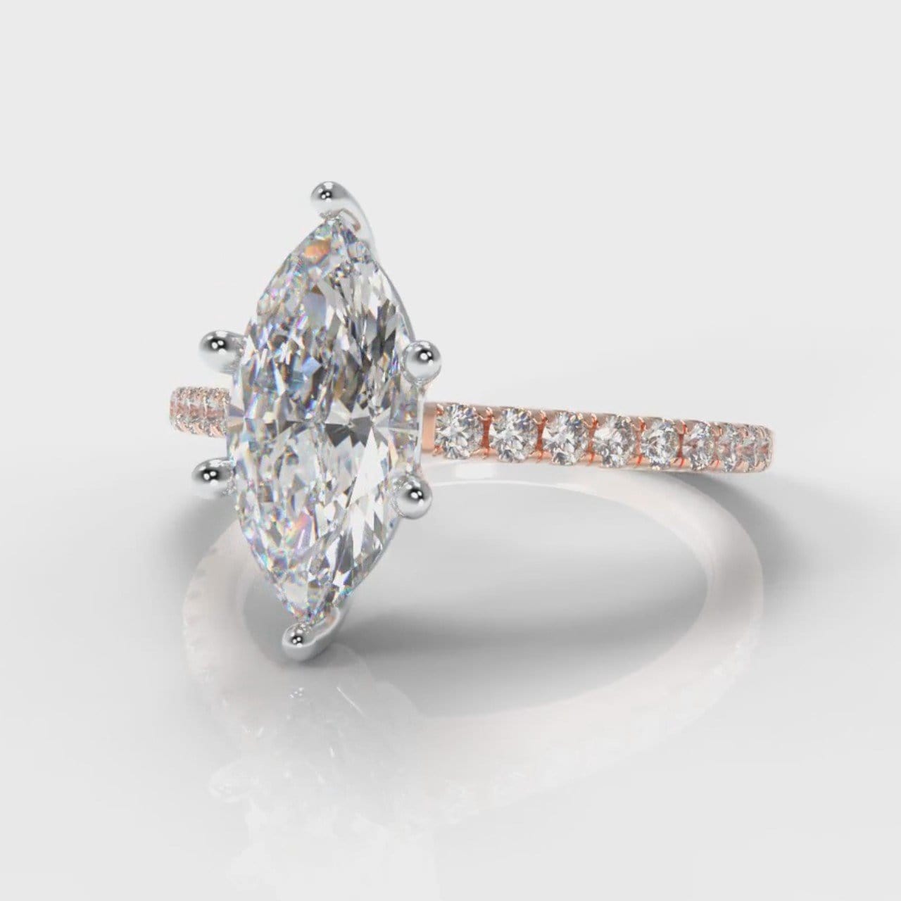 Star Petite Micropavé Marquise Diamond Engagement Ring - Rose Gold