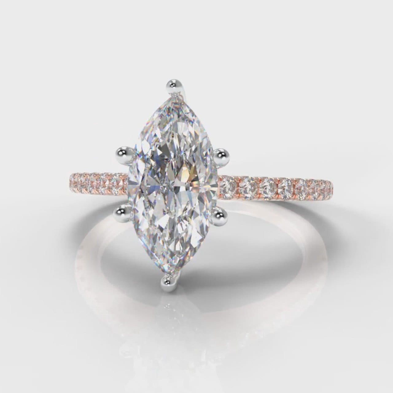 Star Petite Micropavé Marquise Diamond Engagement Ring - Rose Gold