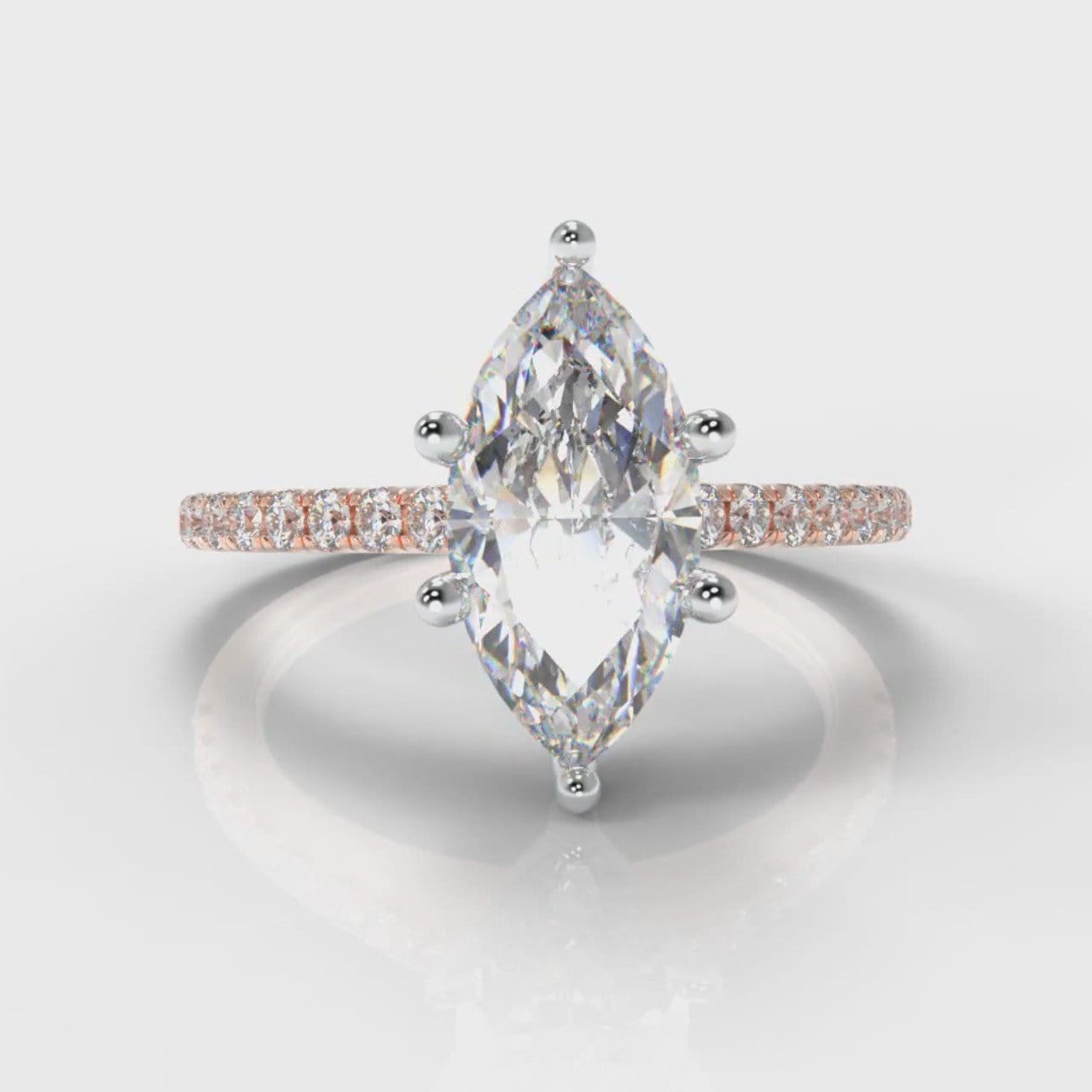 Star Petite Micropavé Marquise Diamond Engagement Ring - Rose Gold