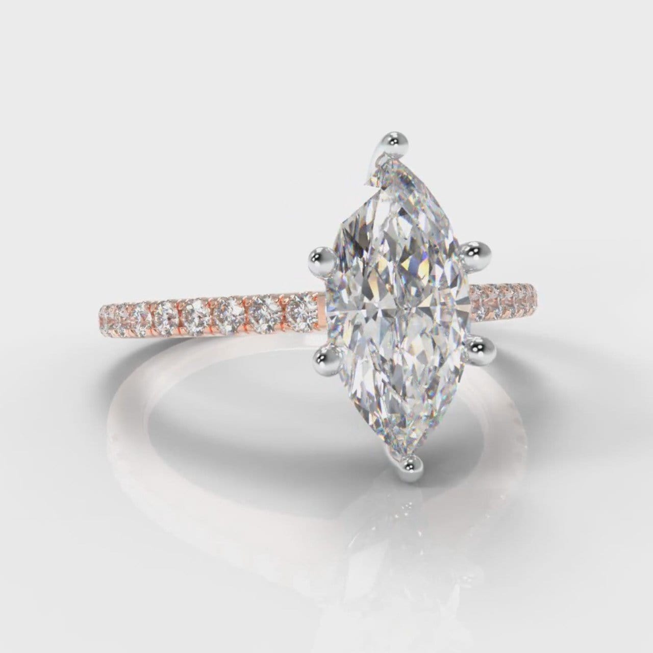 Star Petite Micropavé Marquise Diamond Engagement Ring - Rose Gold