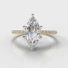 Star Petite Micropavé Marquise Diamond Engagement Ring - Yellow Gold