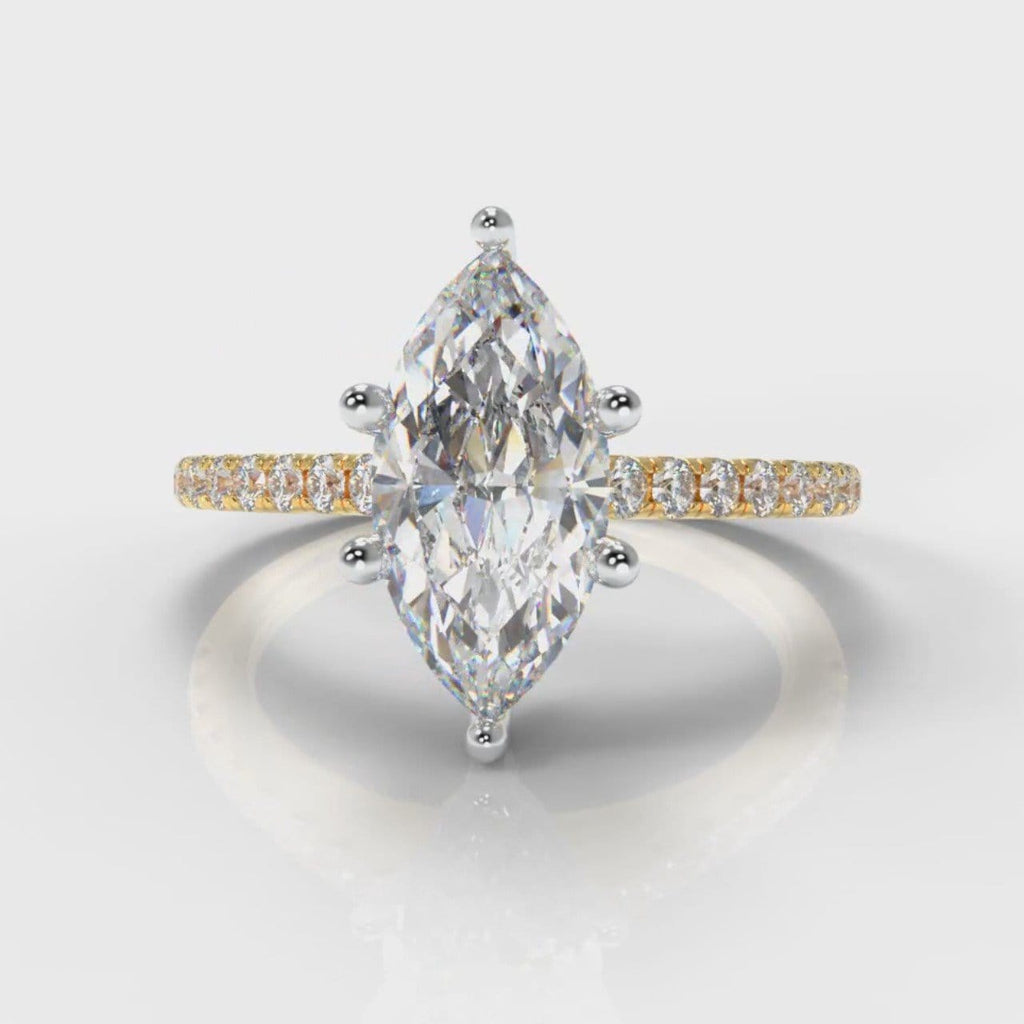 Star Petite Micropavé Marquise Diamond Engagement Ring - Yellow Gold