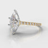 Star Petite Micropavé Marquise Diamond Engagement Ring - Yellow Gold