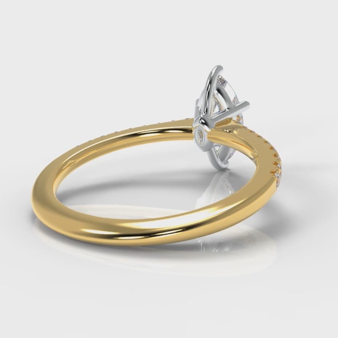 Star Petite Micropavé Marquise Diamond Engagement Ring - Yellow Gold