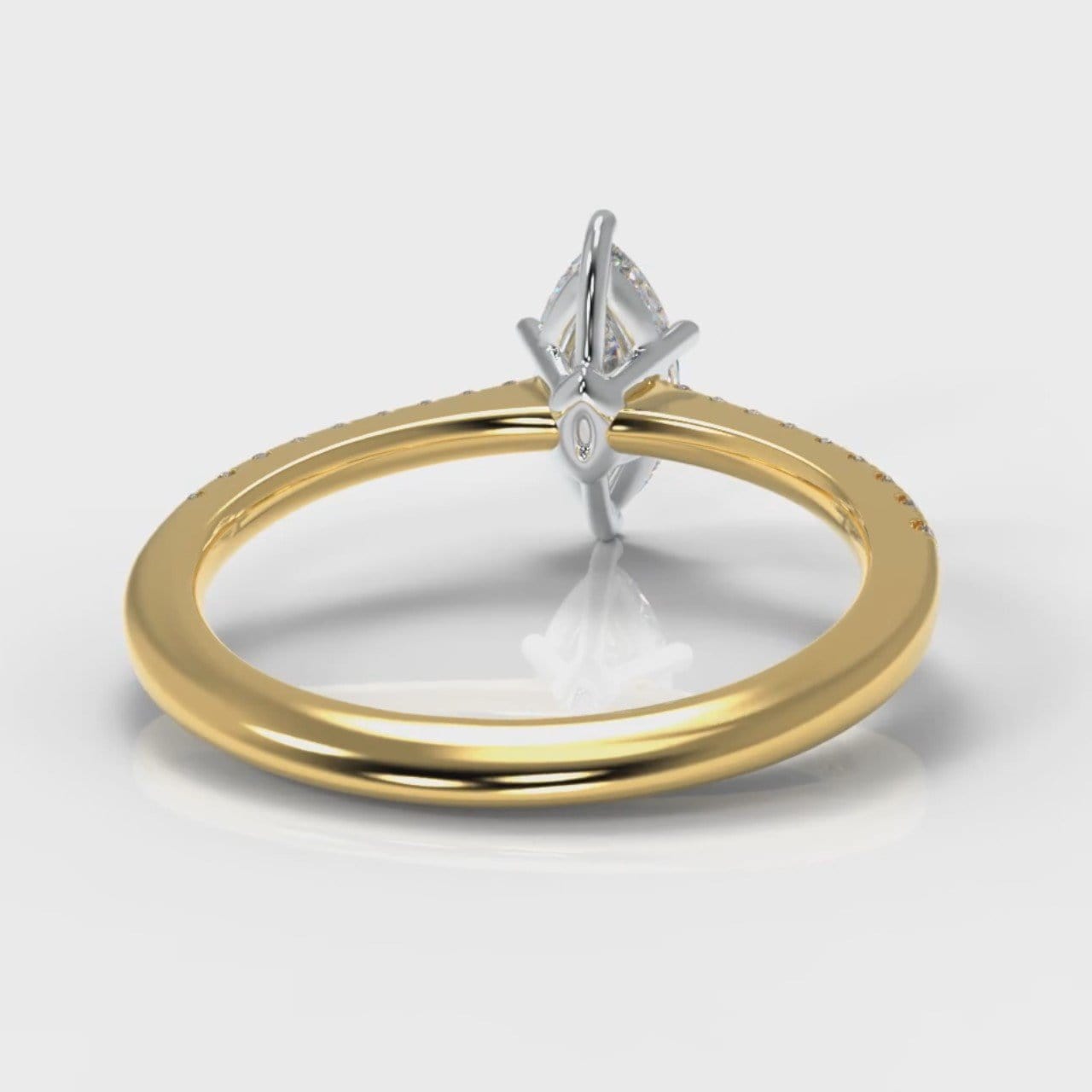 Star Petite Micropavé Marquise Diamond Engagement Ring - Yellow Gold