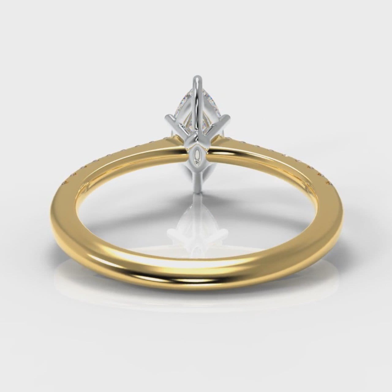 Star Petite Micropavé Marquise Diamond Engagement Ring - Yellow Gold