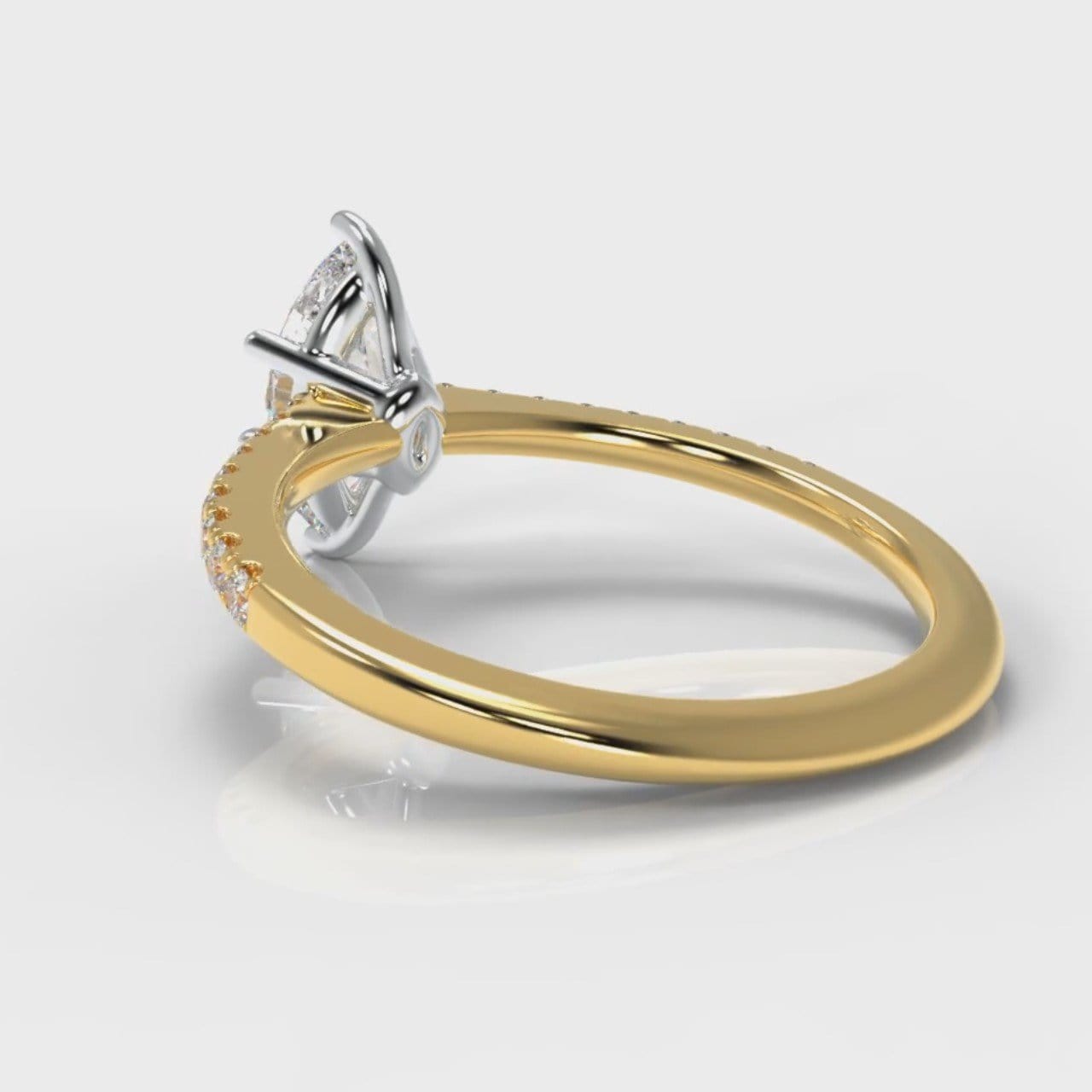 Star Petite Micropavé Marquise Diamond Engagement Ring - Yellow Gold