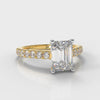 Carrée Micropavé Emerald Cut Diamond Engagement Ring - Yellow Gold