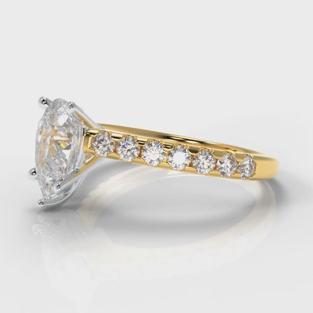 Micropavé Pear Diamond Engagement Ring - Yellow Gold
