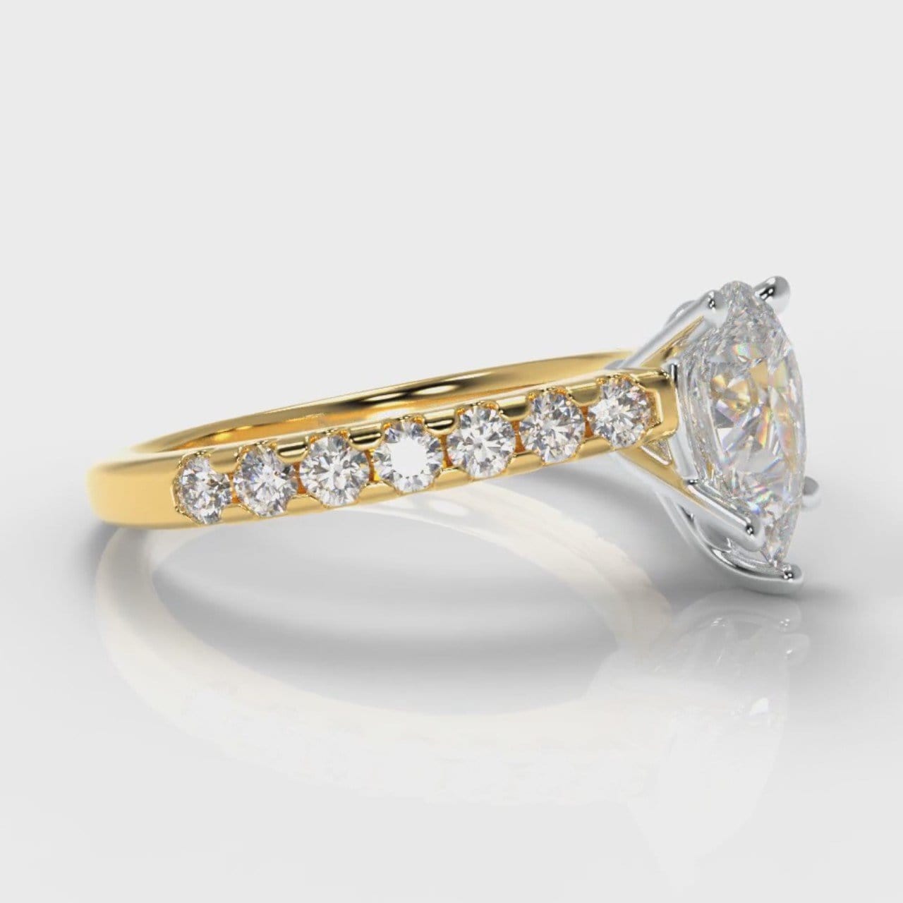 Micropavé Pear Diamond Engagement Ring - Yellow Gold