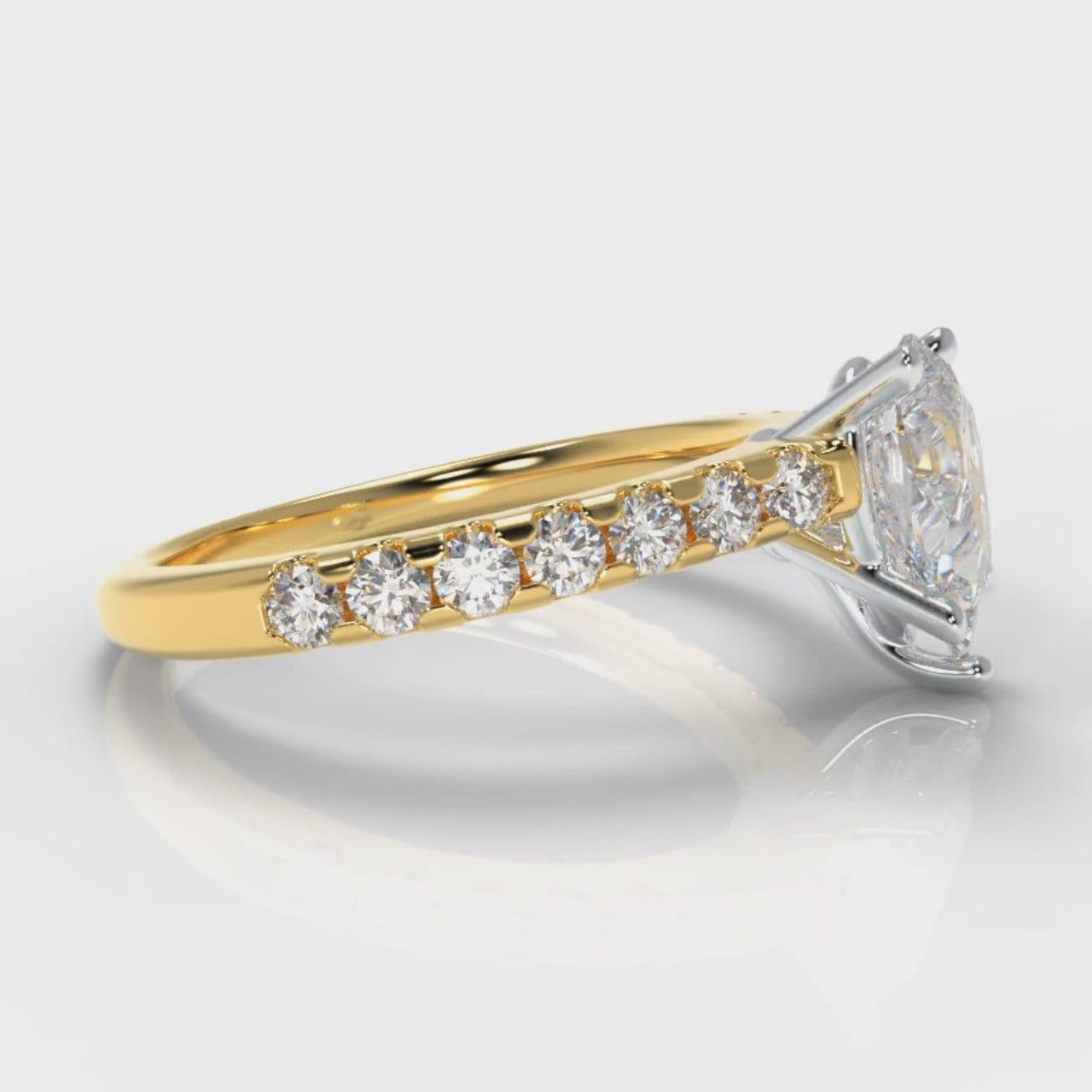 Micropavé Pear Diamond Engagement Ring - Yellow Gold