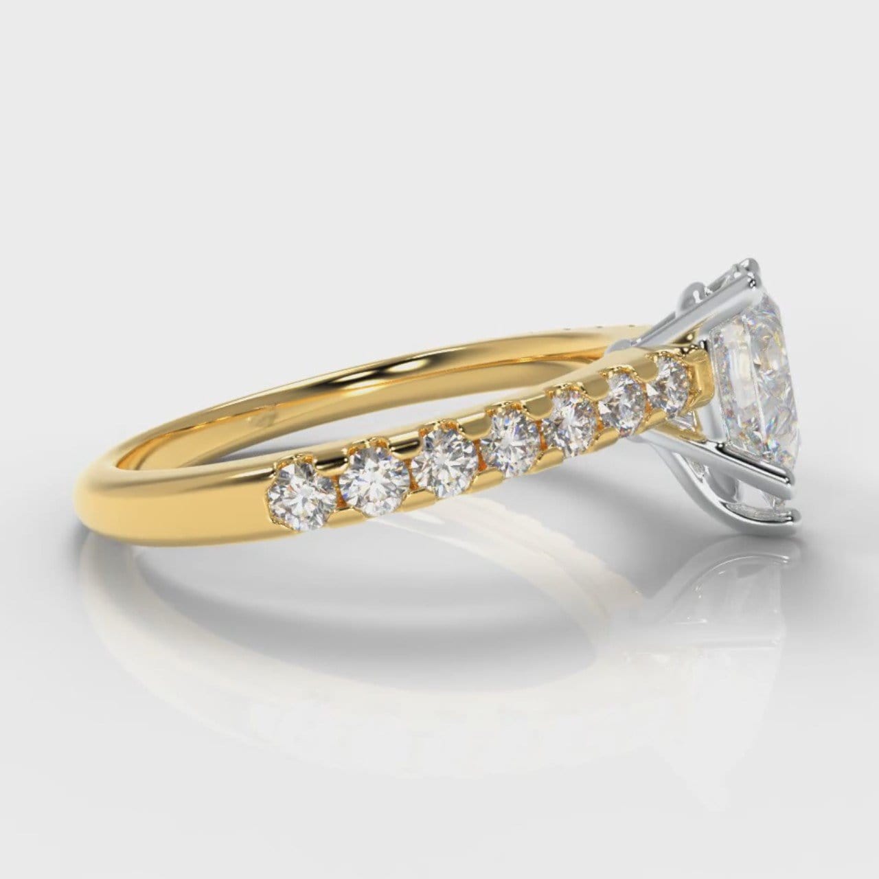 Micropavé Pear Diamond Engagement Ring - Yellow Gold
