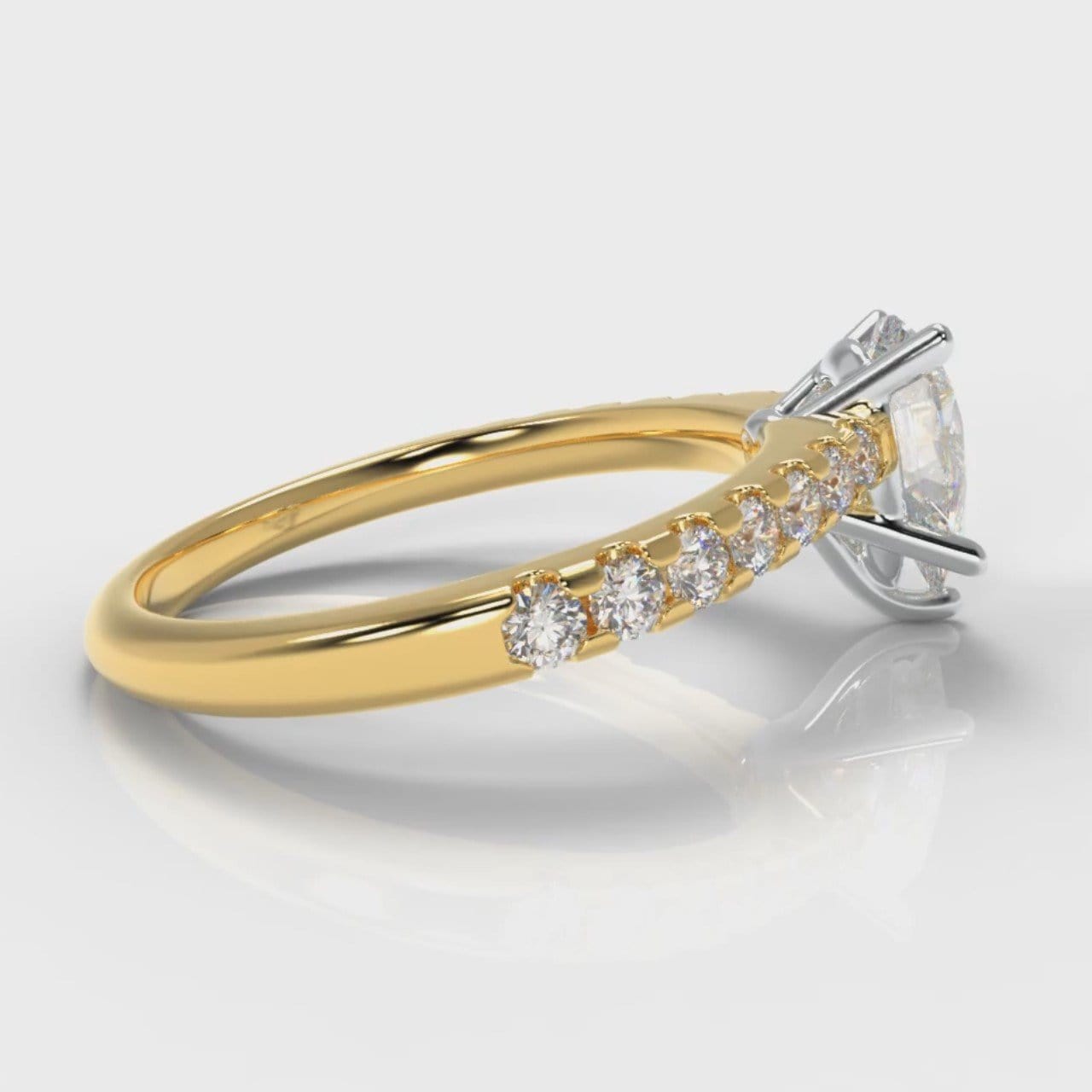 Micropavé Pear Diamond Engagement Ring - Yellow Gold