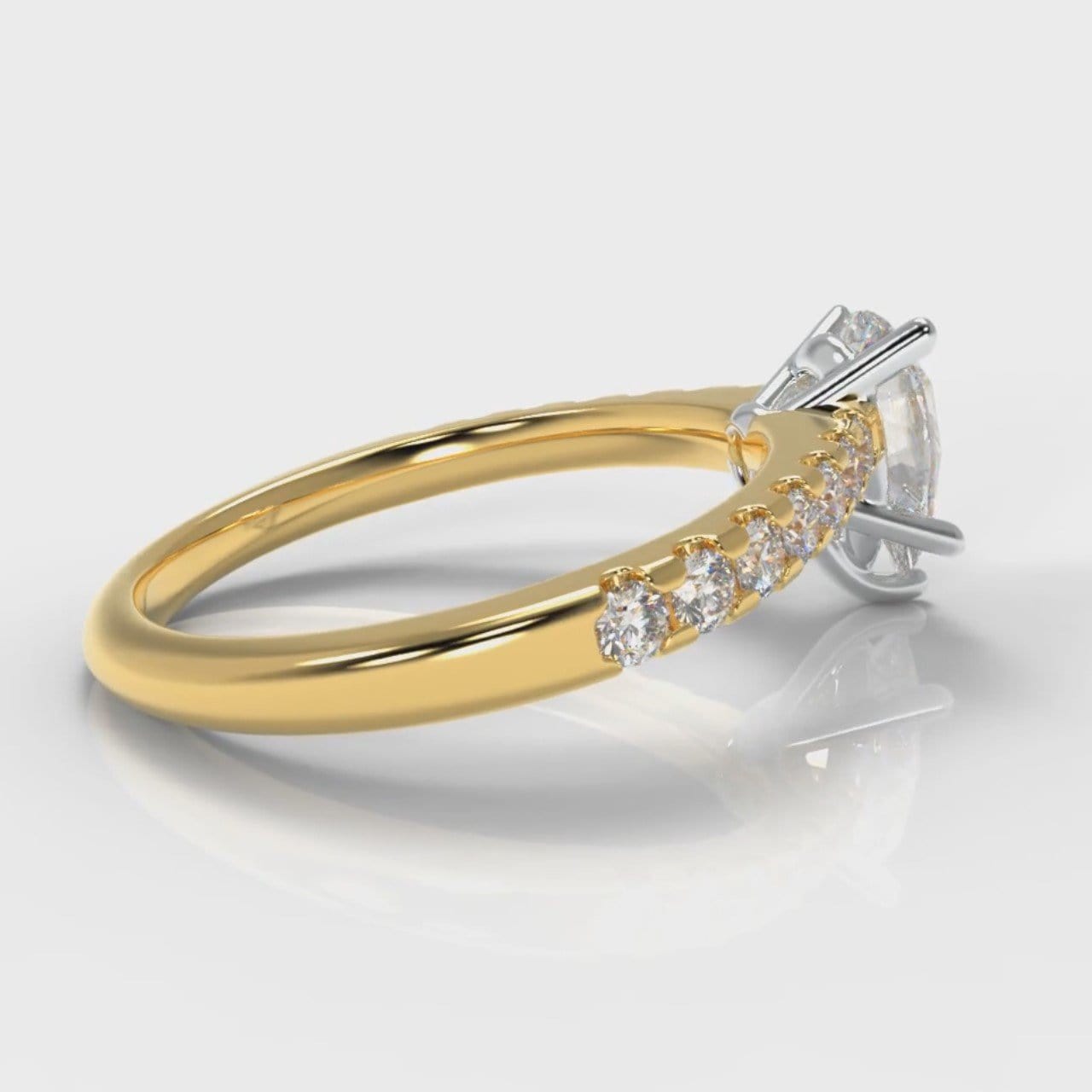 Micropavé Pear Diamond Engagement Ring - Yellow Gold