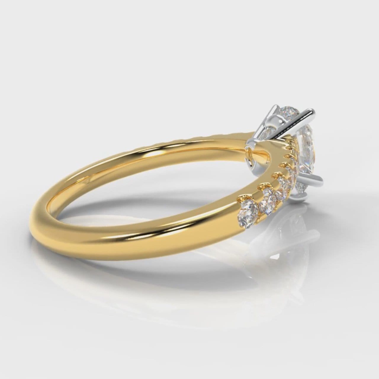 Micropavé Pear Diamond Engagement Ring - Yellow Gold