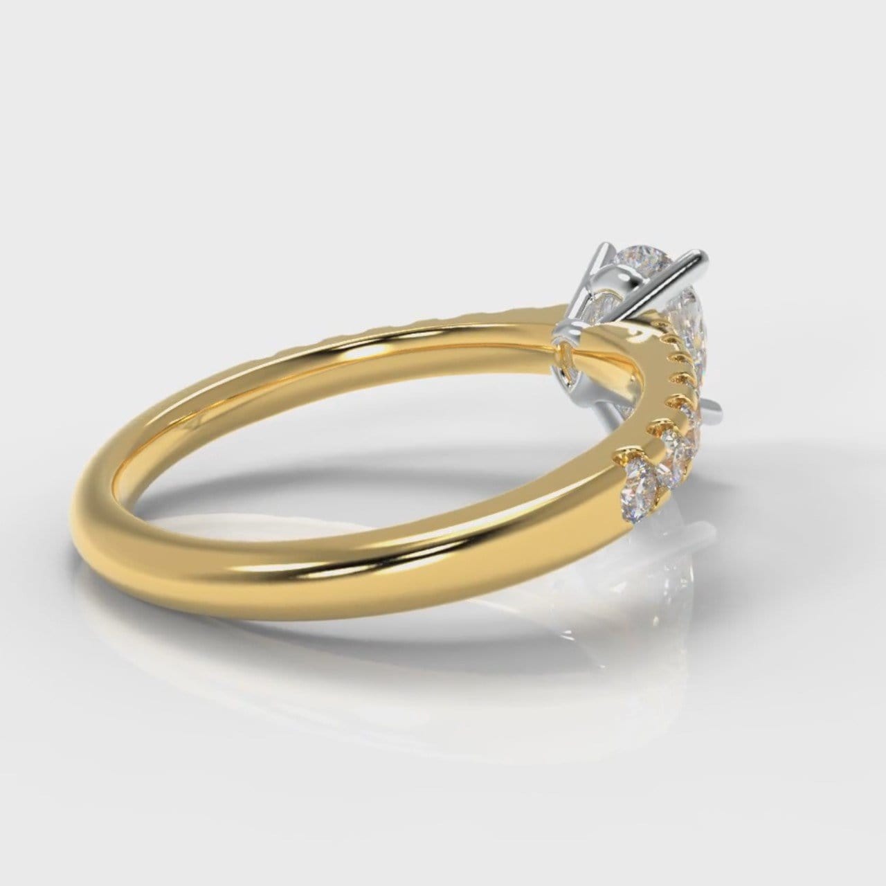 Micropavé Pear Diamond Engagement Ring - Yellow Gold