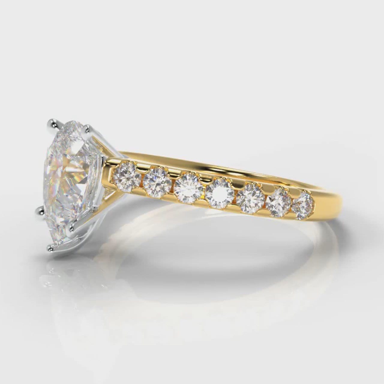 Micropavé Pear Diamond Engagement Ring - Yellow Gold