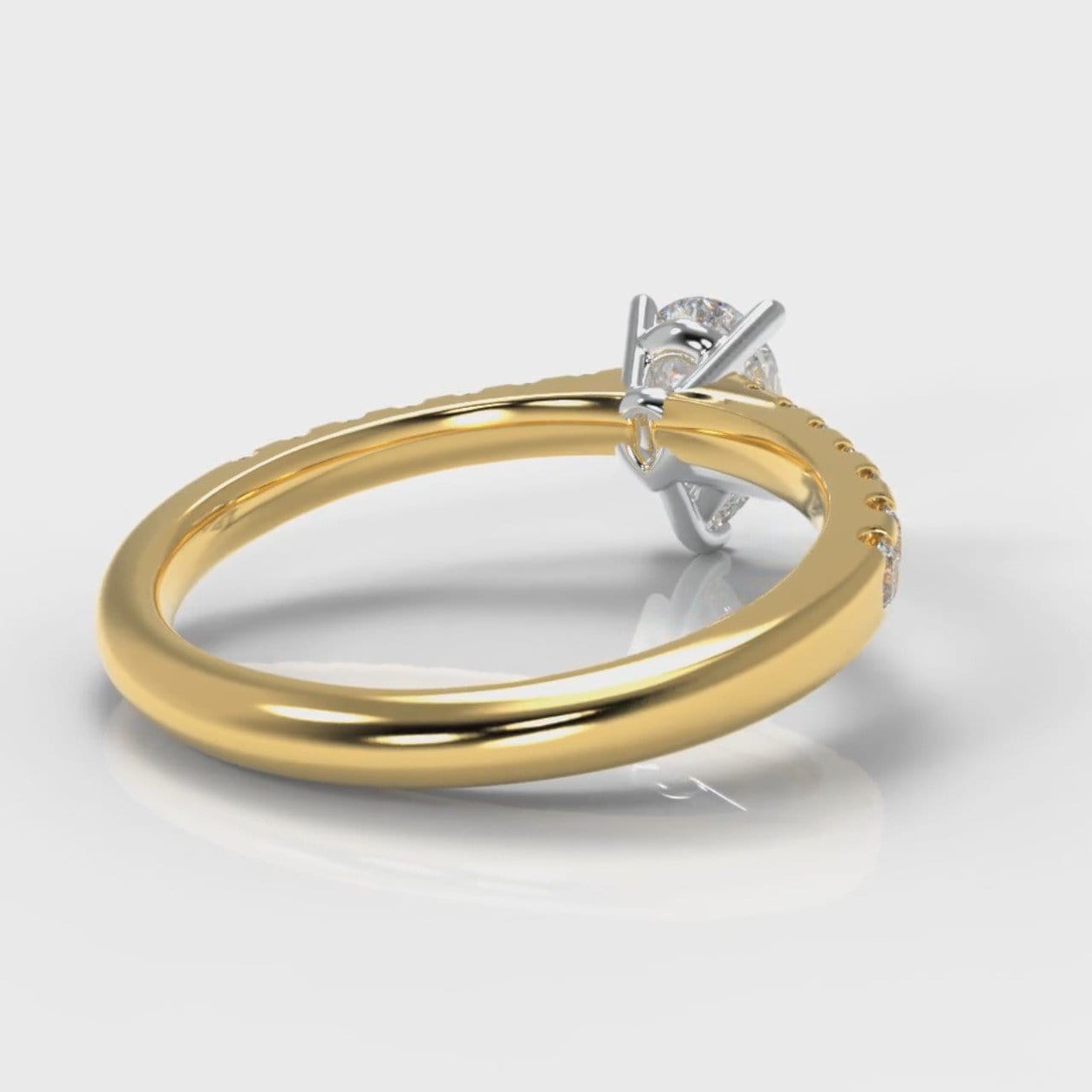 Micropavé Pear Diamond Engagement Ring - Yellow Gold