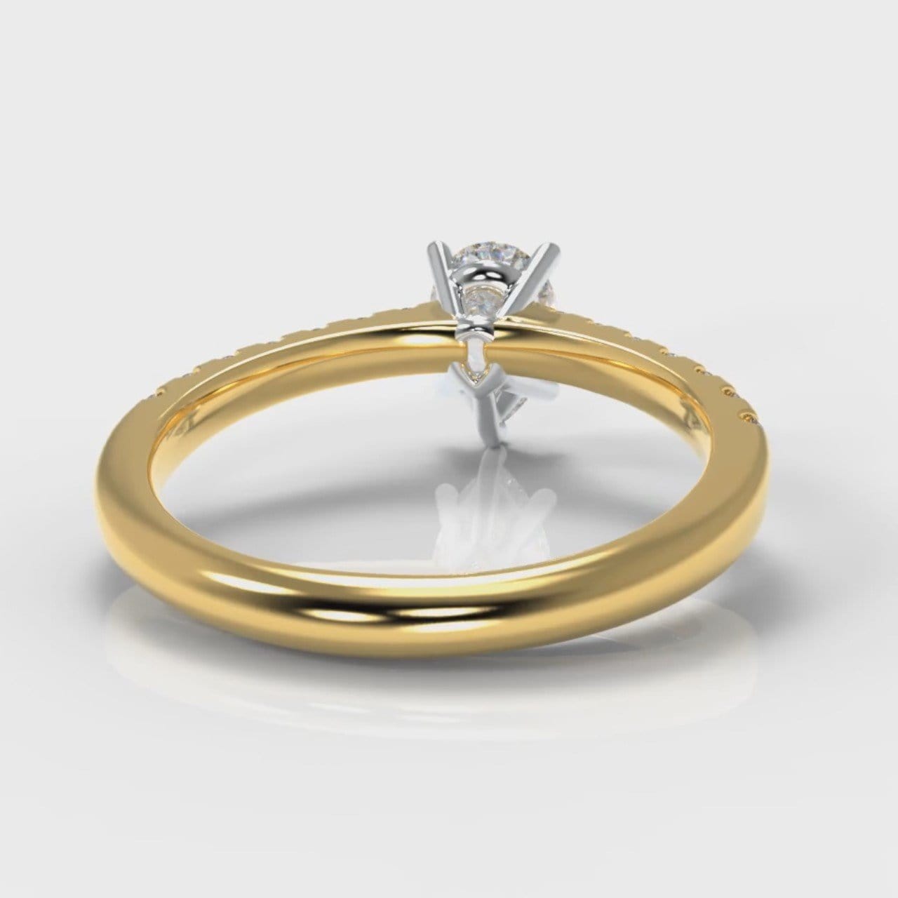 Micropavé Pear Diamond Engagement Ring - Yellow Gold
