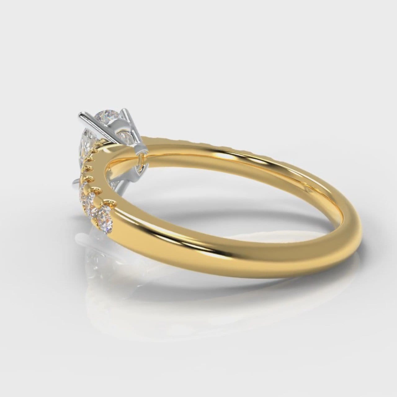 Micropavé Pear Diamond Engagement Ring - Yellow Gold