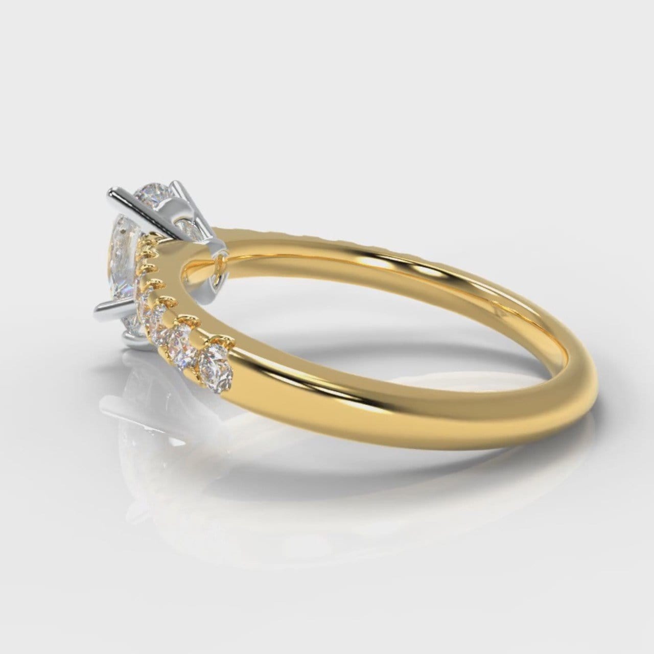 Micropavé Pear Diamond Engagement Ring - Yellow Gold